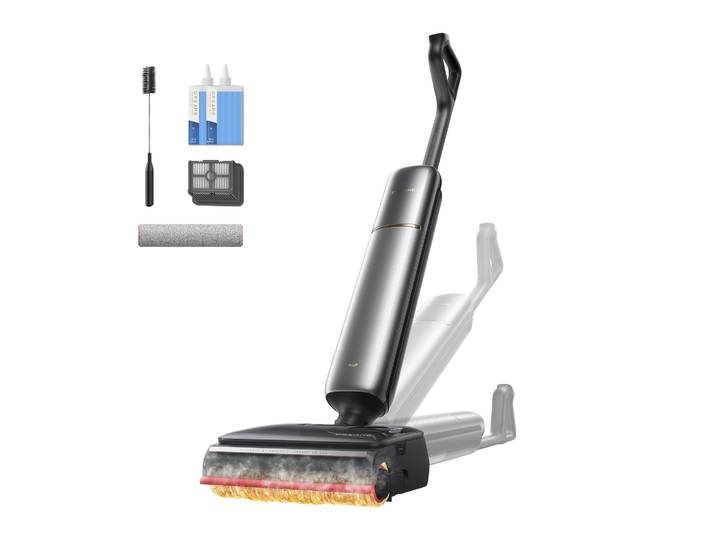 DREAME Nass-Trocken-Sauger T16 Pro Heat , silber (schwarz), B:27,5cm H:117cm T:27cm, Mehrzwecksauger, Heißwasser-Wischen, Ecken- und Kantenreinigung, Anti-Verhedderung, Nass-Trocken-Sauger