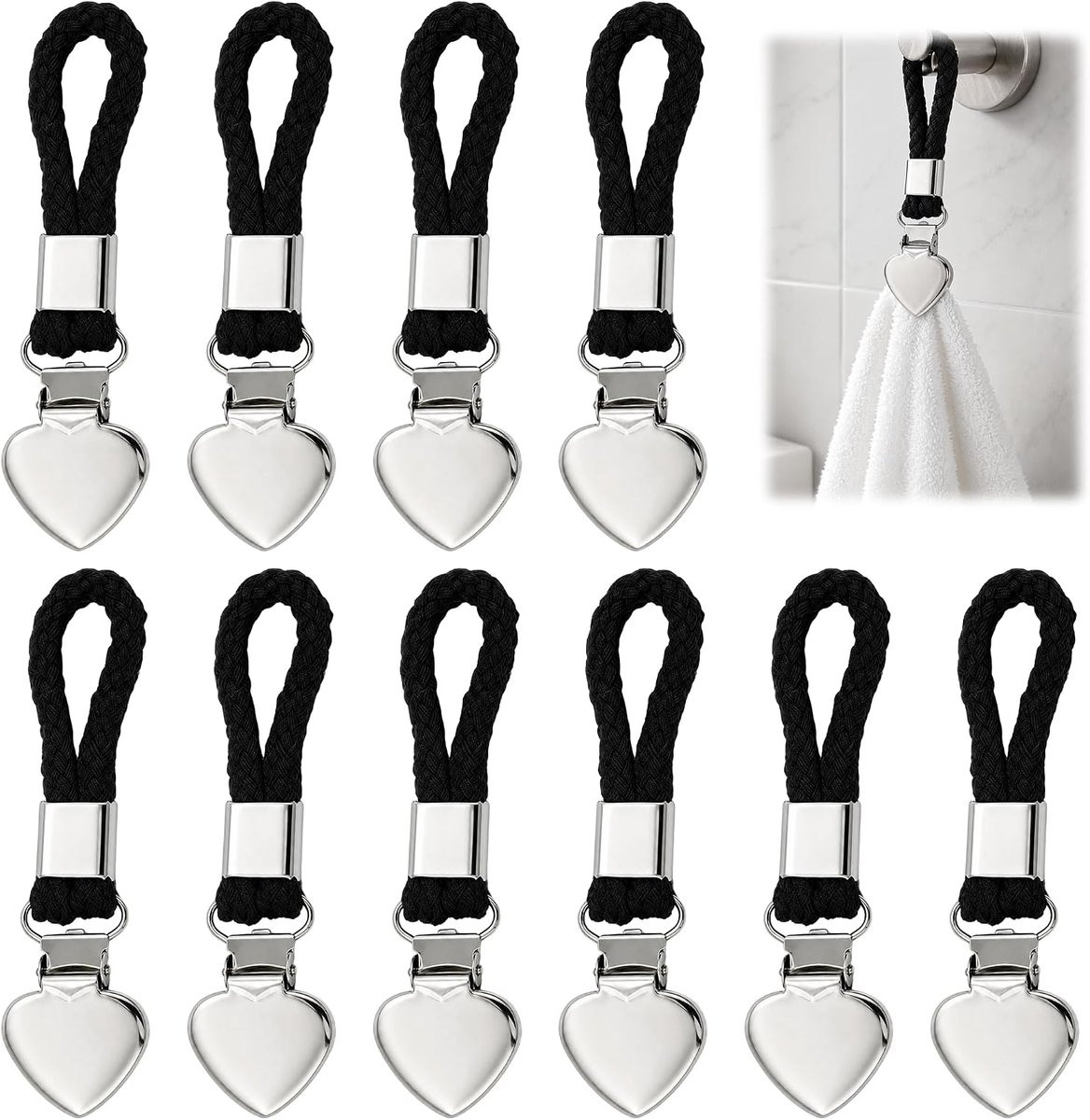 Set van 10 metalen handdoekhangers, 11 x 3 cm