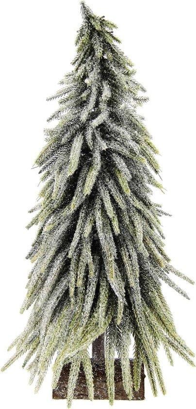 Flair Flower Mini Dennenboom met Sneeuw - Groen Wit - Kerstdecoratie