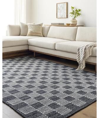 Livabliss Braulio Transitional Checkered Wool Area Rug
