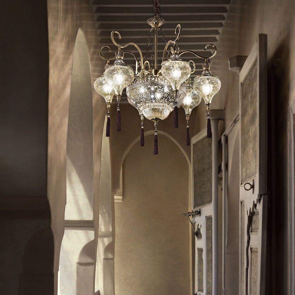 Ideal Lux Lámpara colgante de 9 luces en interior bruñido decape