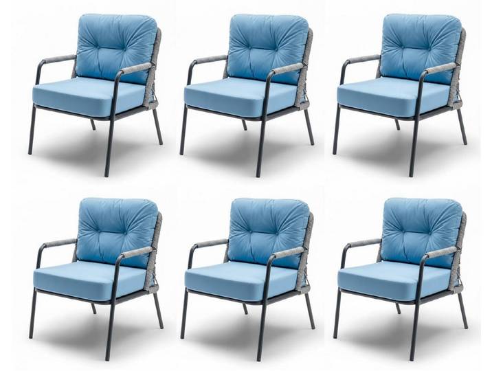 JVmoebel Essgruppe Stuhl Moderner Stil Hellblau Grau Farbe Metallrahmen Geflecht Neu, (1-tlg)