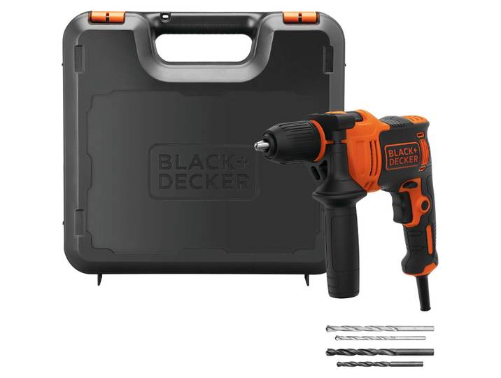 Perceuse à percussion filaire 710W 4 forets de perçage en coffret