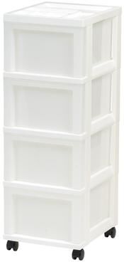 Iris 4-Drawer Cart with Organizer Top White/Pearl