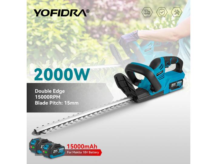 YOFIDRA 2000W taille-haie électrique tondeuse à gazon sans fil ménage jardin arbustes désherbage outils d'élagage pour Makita batterie broche