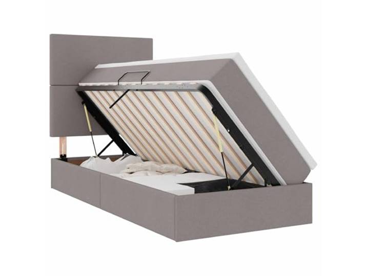 KKgypkn Hier ist der optimierte Titel auf Deutsch, basierend auf Ihren Vorgaben: **Stauraumbett mit Matratze 90x190 cm, Kunstleder Taupe, Seitenliftbett Polyester, hydraulisches