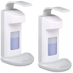 Relaxdays Desinfektionsspender 500 ml 2er Set Weiß,Grau