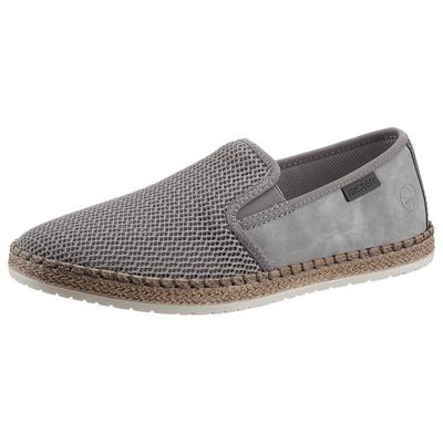 Espadrille RIEKER, Herren, Gr. 44, Textil, grau, Nubuklederimitat, Textil, Schuhe Slipper, Sommerschuh, Slipper, Freizeitschuh im Materialmix