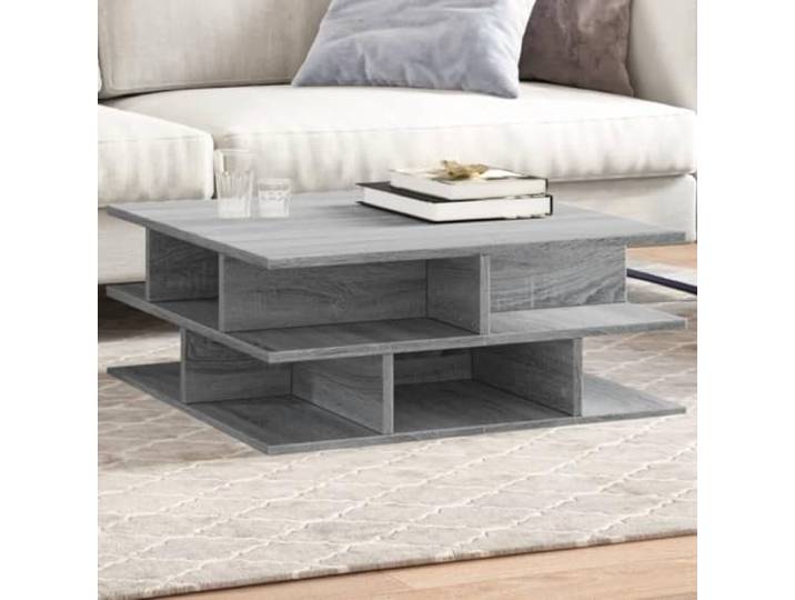 HEFZGDB Couchtisch Grau Sonoma 70x70x29 cm Holzwerkstoff mit glatter Oberfläche und robuster Tischplatte für Stauraum und Stabilität, widerstandsfähig gegen Feuchtigkeit,