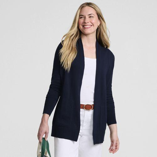 Offener Cardigan für Damen in Petite-Größe, Damen, size: petite, Blau, Baumwolle, by Lands' End