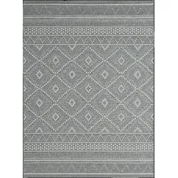 TEPPICH Flachgewebe ESERA Ethno-Rauten Polypropylen Grau 80 x 150 cm