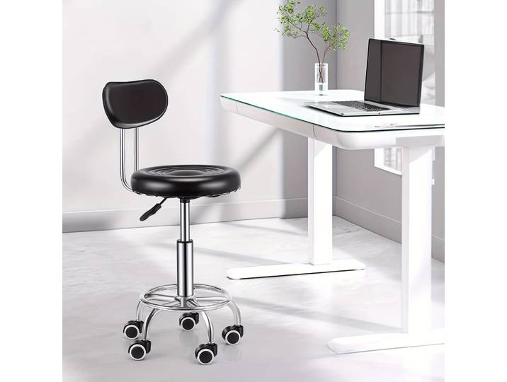 Tabouret de bar pivotant réglable avec dossier – Faux cuir contemporain et fer chromé, tabouret de bureau Tabouret moderne et élégant