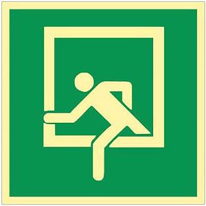Abtec Hinweisschild DIN 4844-2 Folie, 15 x 15 cm, langnachleuchtend, Notfenster