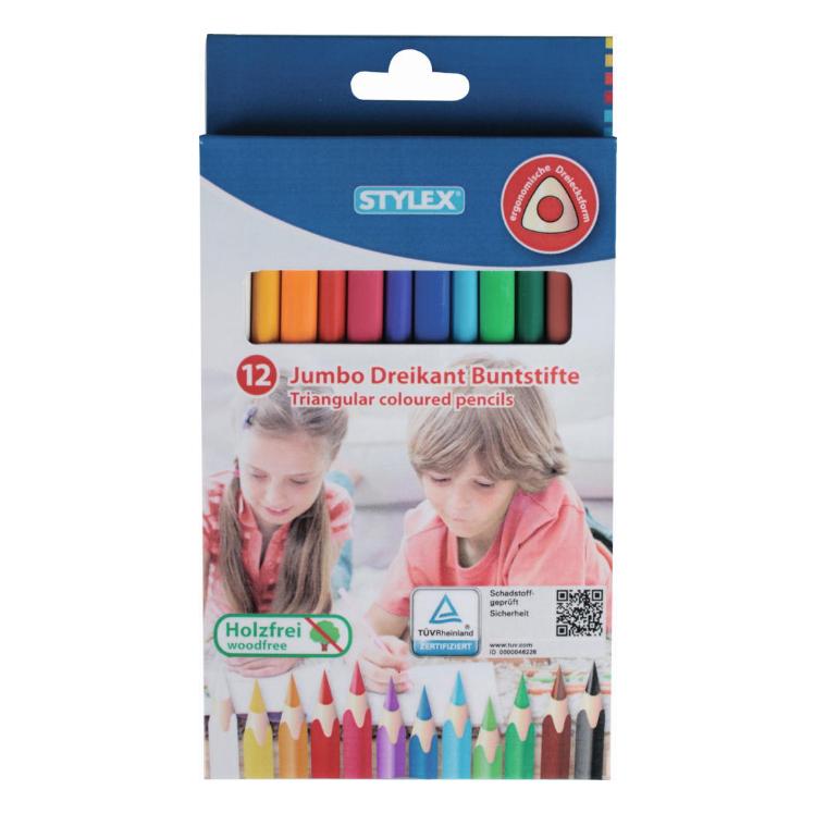 Stylex Jumbo Buntstifte Dreikant 12Stück holzfrei (12x) (25092)