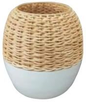 BIDK Home "Iron & Cane Vase White Dia 8"" - White - White"