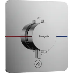 hansgrohe ShowerSelect Comfort Q Thermostat, Unterputz, 1 Verbraucher, ein zusätzlicher Abgang, Soft Egde Rosette, 15589000, Farbe: Chrom