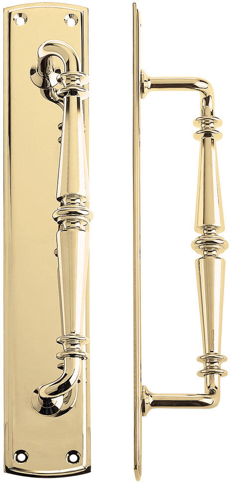 Fulton & Bray Pull Handle on Backplate Polished Brass 38cm H X 6.5cm W X 7cm D