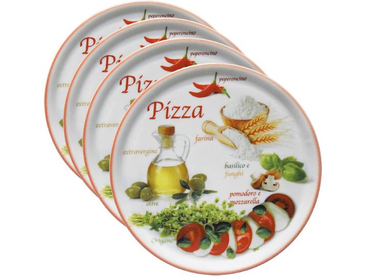 MamboCat Set van 4 pizzaborden Napoli Pizzafoods rood 31cm