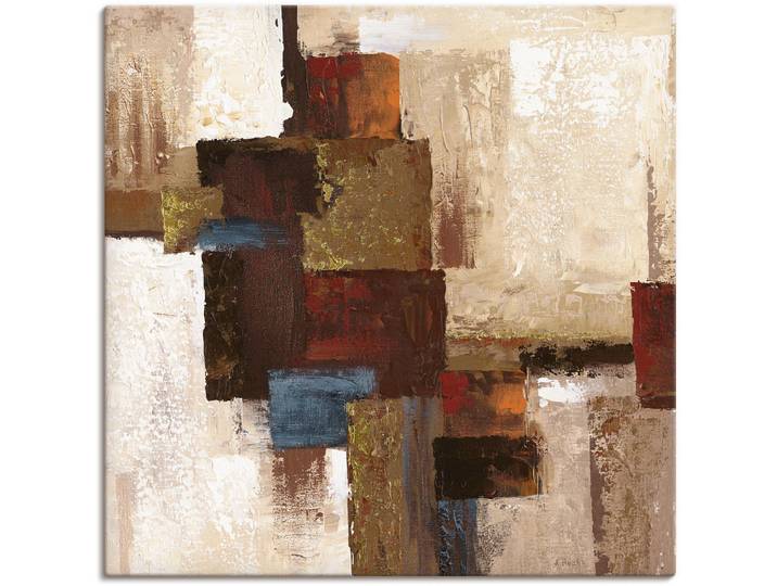 Leinwandbild ARTLAND Karos Abstrakt I , beige (farbe bild(er): naturfarben), B:70cm H:70cm, Bilder, Leinwandbild, auf Holzrahmen gespannt