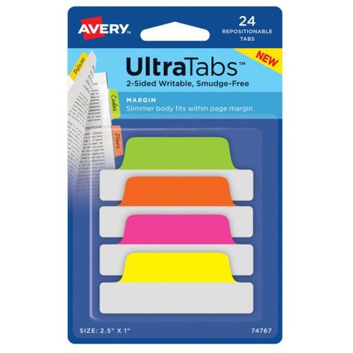 AVERY Zweckform UltraTabs Schmal Haftmarker farbsortiert 24 Blatt 74767