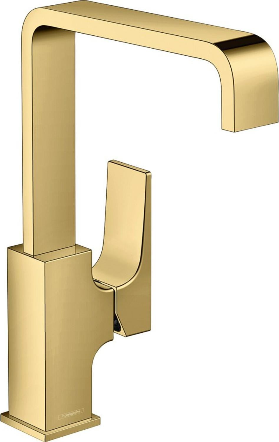 Hansgrohe Metropol wasbakmengkraan met zwenkuitloop en push-open afvoer, glanzend goud