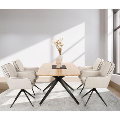 Essgruppe DUO COLLECTION "Emira und Esra", schwarz (natur, creme, schwarz), MDF, Polyester, Sitzmöbel-Sets, Essgruppe, massives Metallgestell, Stühle drehbar