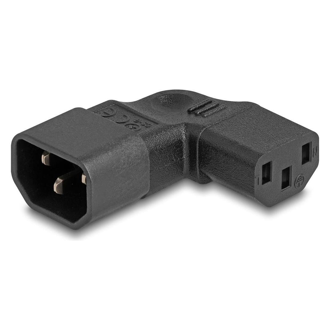 Delock Netzadapter IEC 60320 - C14 auf C13, Stecker / Buchse, 10 A, 90 links / rechts gewinkelt (C13, C14) (80474)