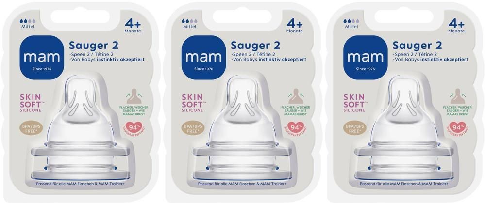 MAM Speen Maat 2 - 4m+ x3 3x2 St Sauger