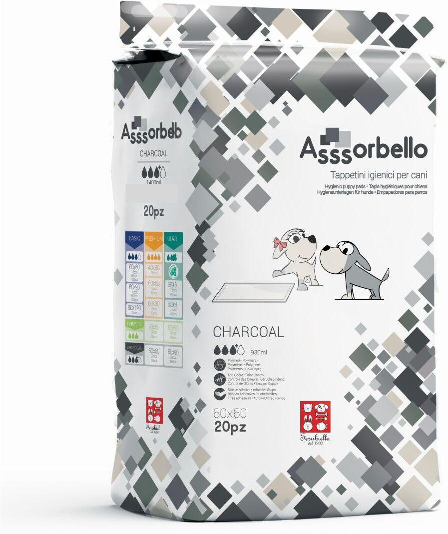 Ferribiella 1 CONF. 60 x 60 cm 20 pz Tappetini Igienici per Cani ai Carboni Attivi
