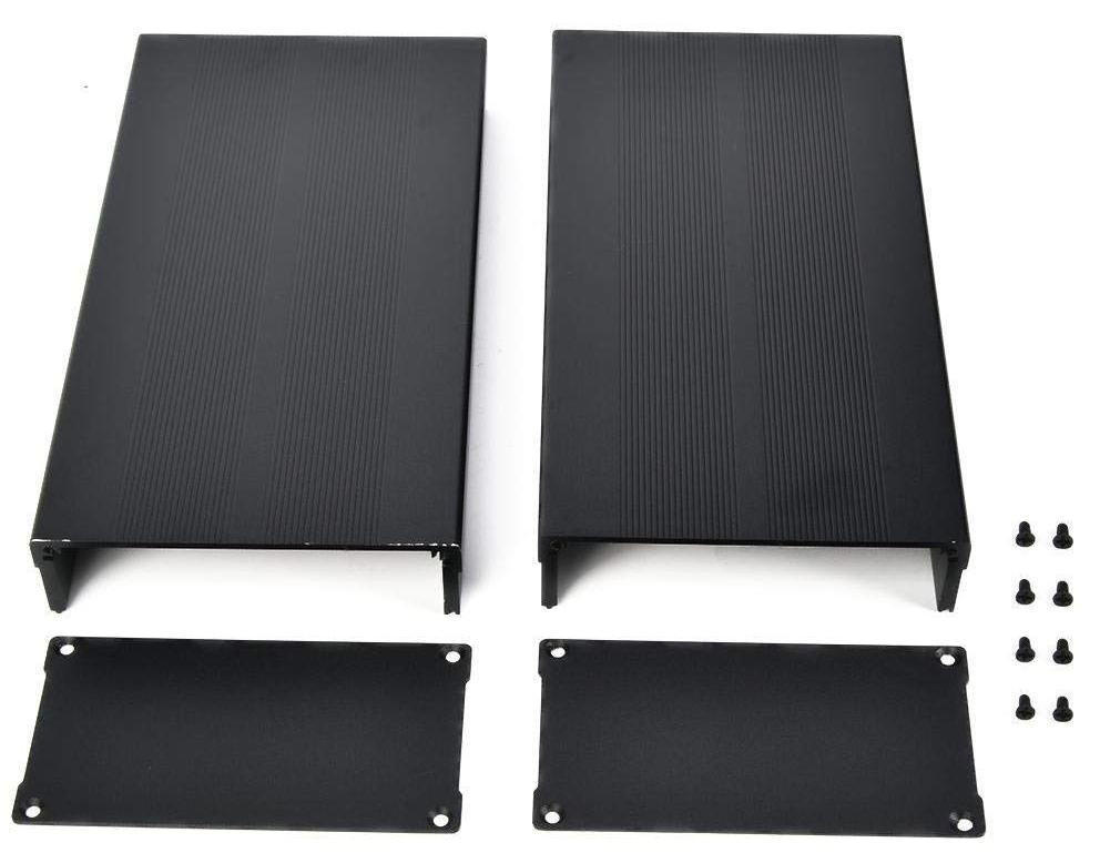 Selius Aluminium projectdoos voor DIY elektronica, zwart, B: 5,5 cm, D: 10,6 cm, H: 20 cm