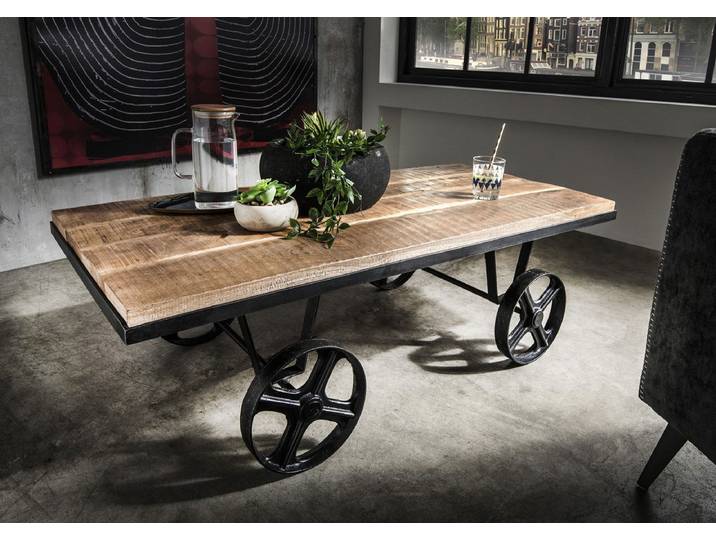 Couchtisch 120x60cm 'Rail' Mango & Eisen
