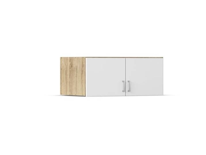 Rauch Möbel Bremen, Aufsatzschrank, Farbe Weiß/Eiche Sonoma, Breite 91 cm Azufsatz für Kleiderschränke der Serie Bremen, 2-türig, für zusätzlichen Stauraum