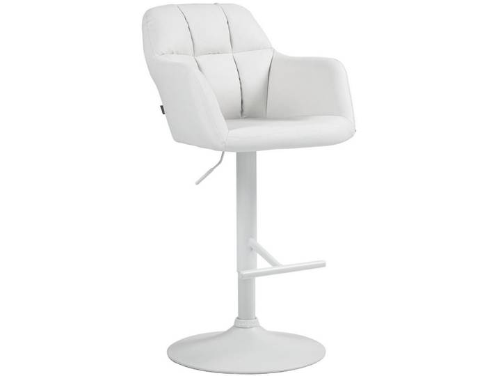 CLP Barhocker Lederlook weiß, Weiß, 57x97x59 cm, Esszimmer, Barmöbel, Barhocker