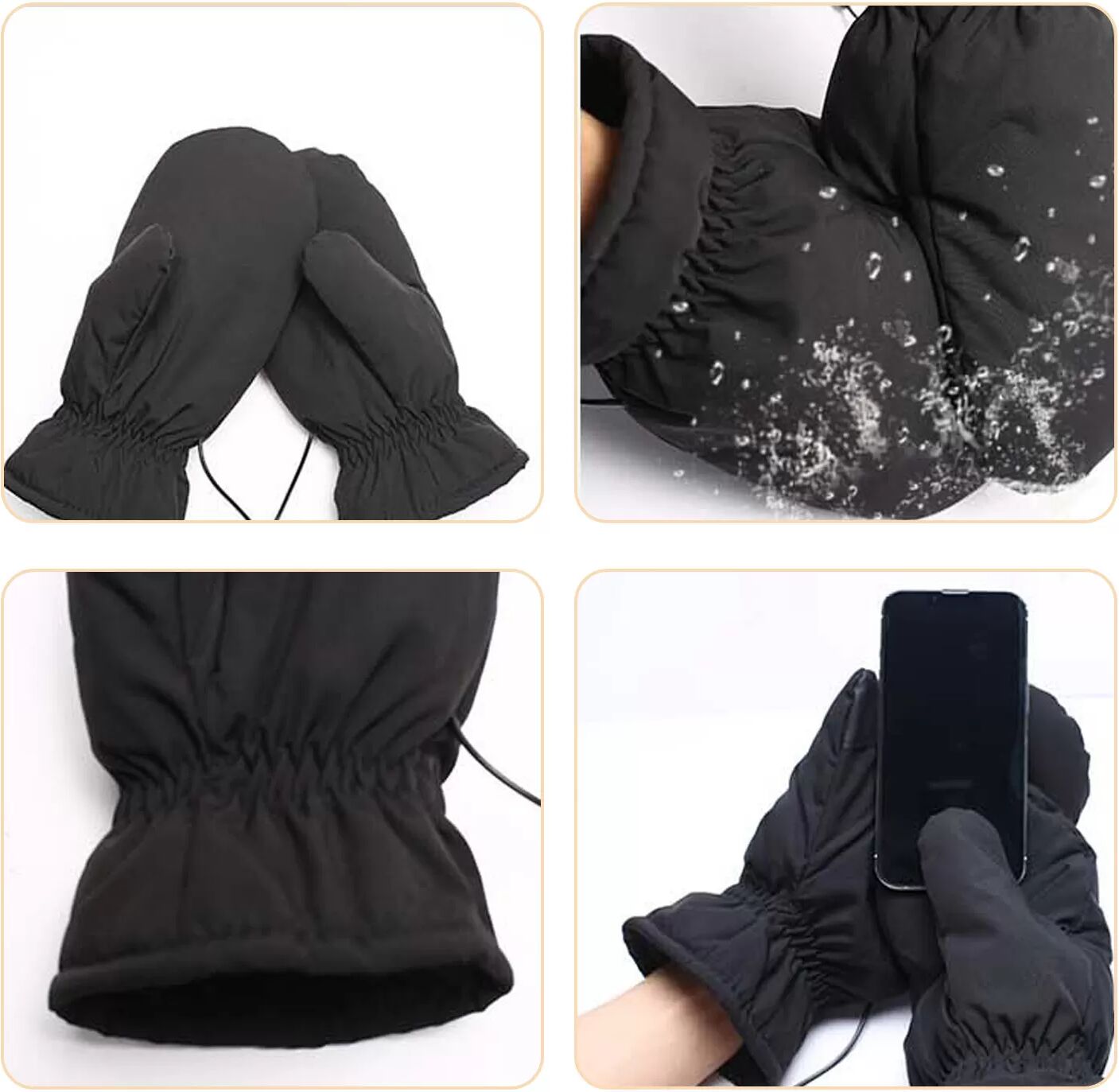 INF Winterhandschuhe, winddichte Thermohandschuhe Schwarz