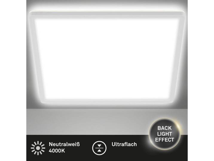 LED Panel Deckenleuchte Ultraflach Backlight Slim 29cm weiß quadratisch Briloner