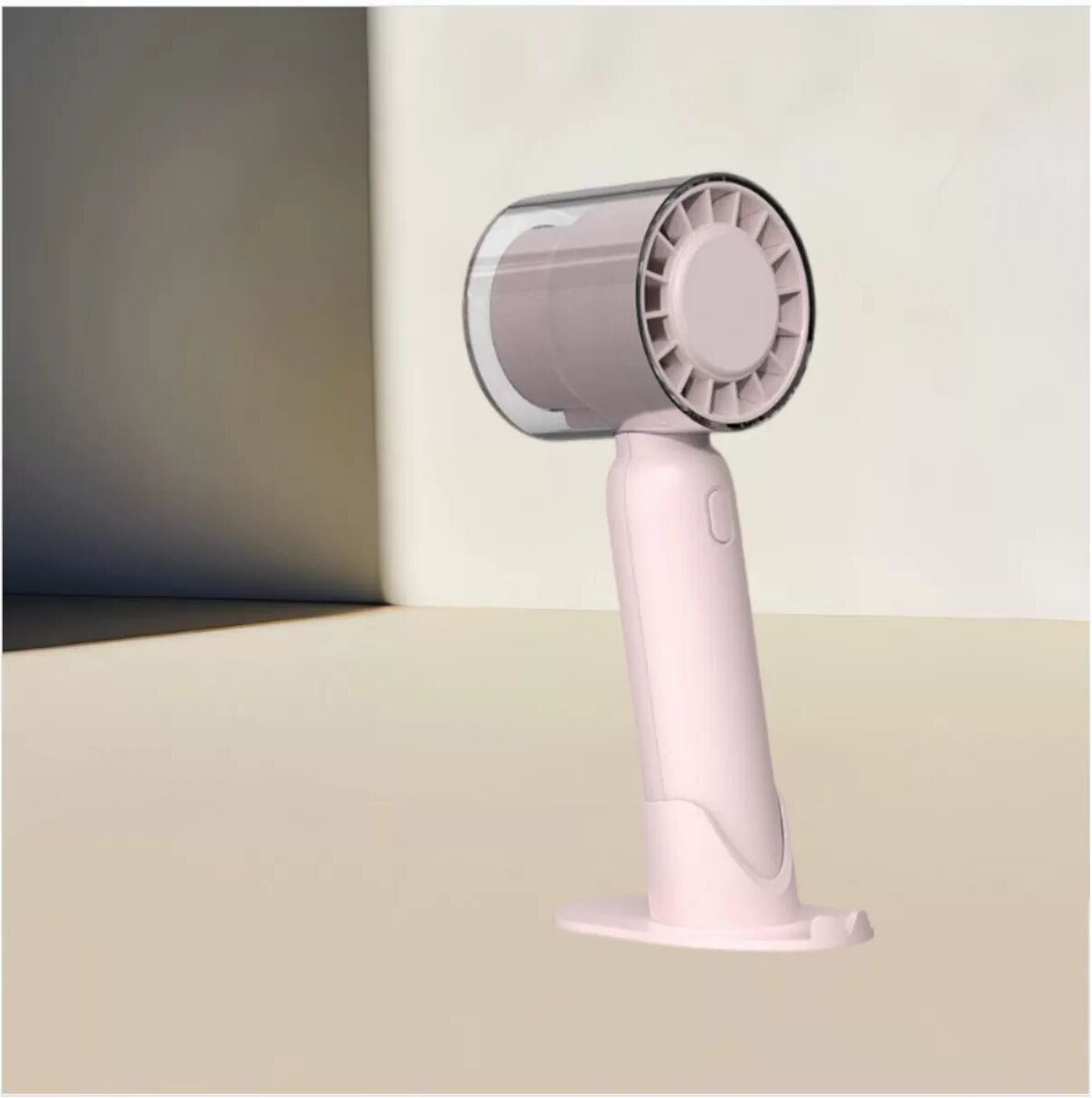 INF Mini-USB-Handventilator – Leiser, wiederaufladbarer 5-Gang-Tischventilator mit Standfuß, kompakter Reisekühler für die Rosa