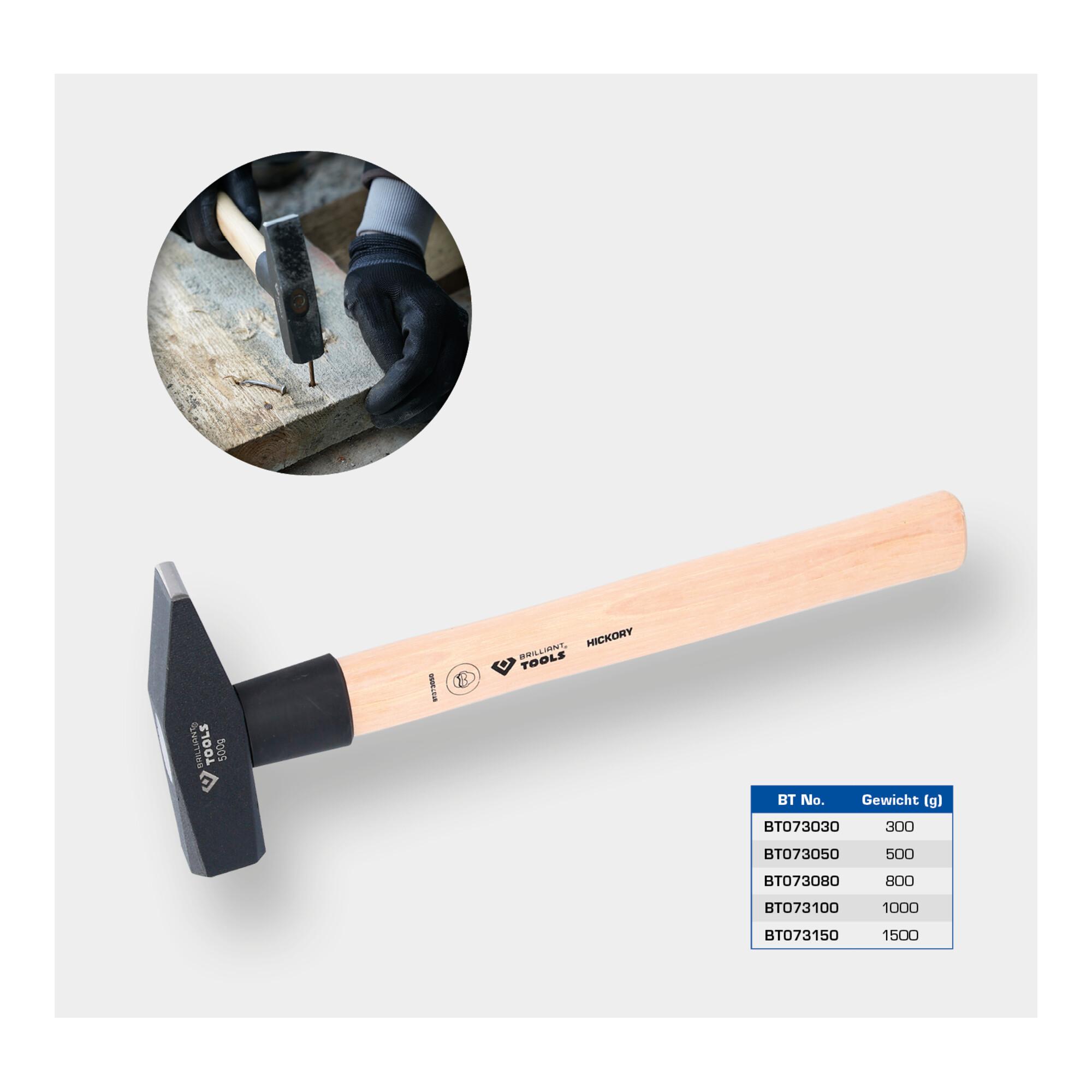 Brilliant Tools Schlosserhammer mit Hickory-Stiel, 500 g (BT073050)