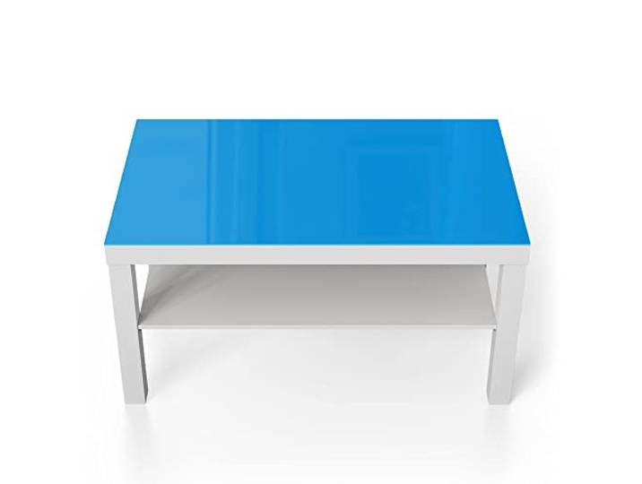 DEQORI Glastisch weiß groß 90x50 cm Unifarben - Hellblau ausgefallener Beistelltisch aus Glas Hochglanz Couchtisch fürs Wohnzimmer moderner Couch Tisch mit Design