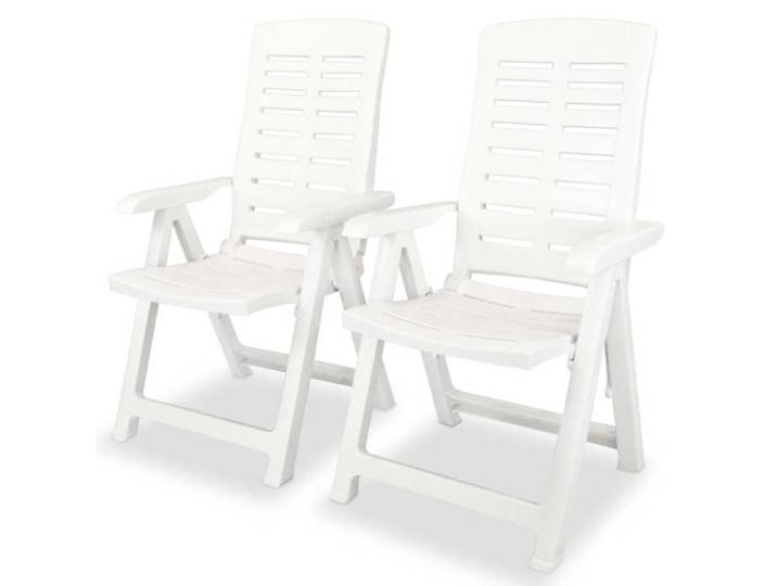 lot de 2 Chaises inclinables de jardin-Chaise d'extérieur 2 pcs Plastique Blanc