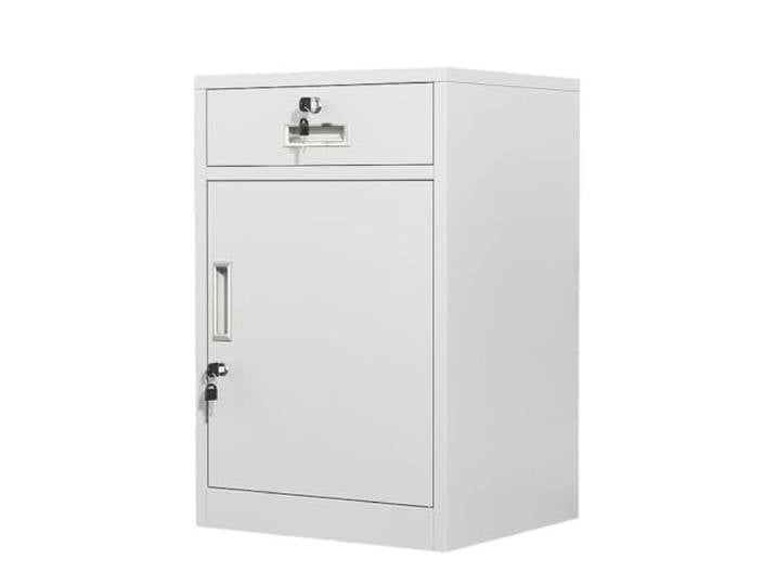 MYRTFK Abschließbarer Aufbewahrungsschrank, Metall, abschließbar, Organizer Verstellbare Einlegeböden und Schubladen – sicherer schwarzer Büroschrank für übersichtliche(White,1Drawer)