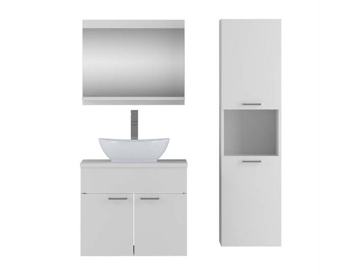 Lookway Badezimmerschrank Lumire II Weiß Matt mit Spiegel, 60x52x46 cm, Badezimmer, Badmöbelsets & Badmöbelserien, Badmöbel-Sets