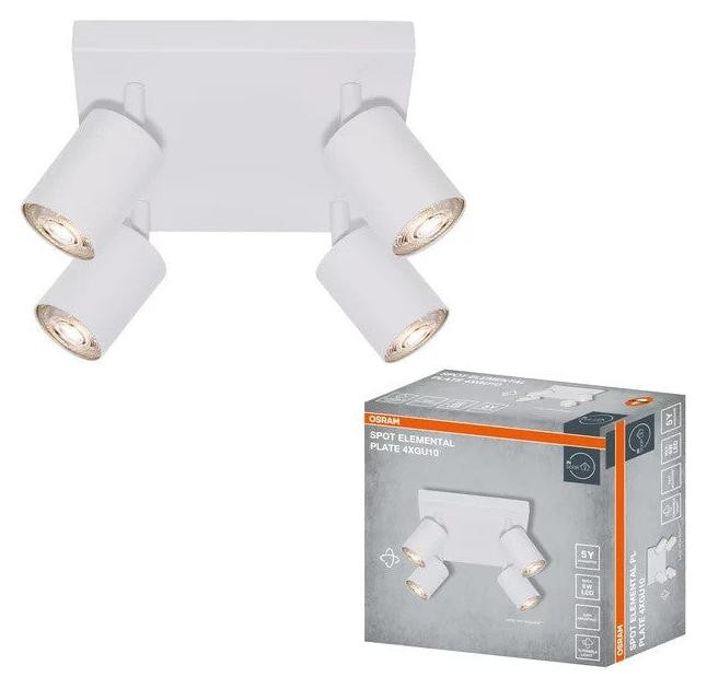 Osram Elemental LED inbouwspot, 4x GU10, plat, wit