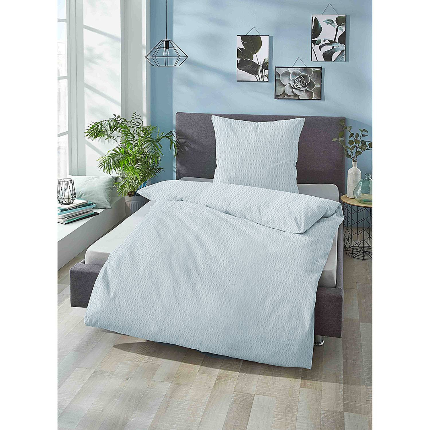 home24 Sleep & Protect beddengoed blauw/lichtblauw, 135 x 200 cm