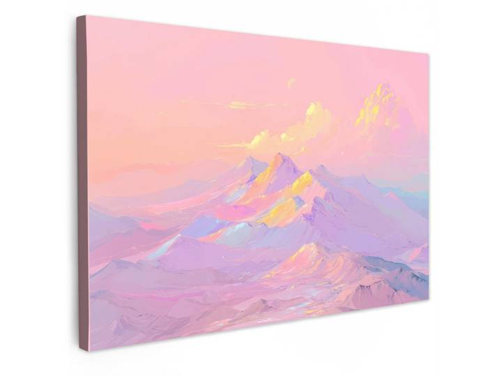 MuchoWow Leinwandbild Berggipfel - Wolken - Verträumt Wohnzimmer Groß 120x80 cm, Hellrosa, Kiefer, Abstrakt, Rechteckig, 120x80 cm, gerahmt, Bilder & Rahmen, Bilder, Leinwandbilder