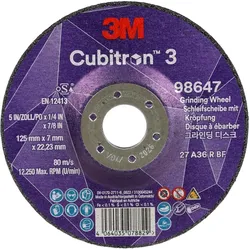 3M, Schleifmittel, Schruppscheibe Cubitron™ 3 D125xS7mmKörnung 36+ gekröpft ™ Cubitron™ 3 Bohrung 22,23 mm (36+)