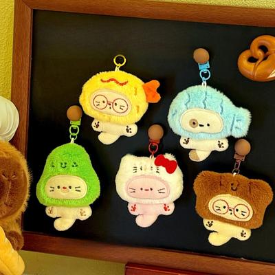 Uplift Essentials Cute Plush Kitten Keychain Pendant For Bags And Backpacks blue