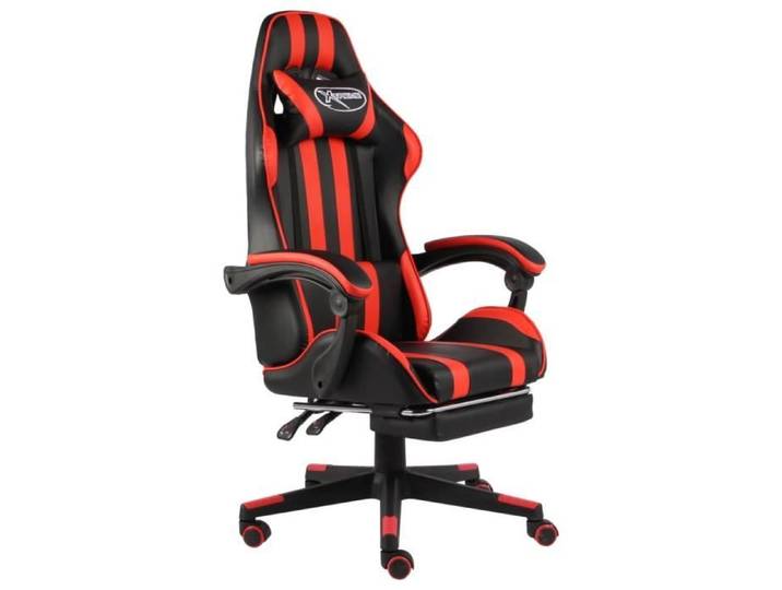 MAG - CHIC Chaise de bureau - Fauteuil de jeux vidéo et repose-pied Noir et rouge Similicuir desgin pratique J*312