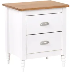 NACHTTISCH Weiß/Silber/Heller Holzfarbton Shillington