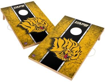 Skip's Garage Vintage Arkansas Pine Bluff Golden Lions Regulation 2x4 Cornhole Set