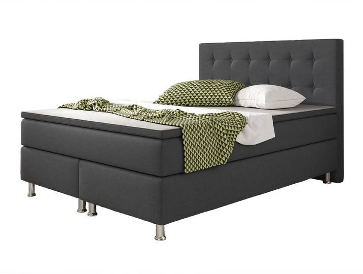inter Boxspringbett Boxspringbett Köln Webstoff mit 7 Zonen Taschenfederkern und Topper (140x200 cm, Anthrazit inkl. 7 Zonen Taschenfederkernmatratze und Topper), Taschenfederkern-Komfort, gepolstertes Kopfteil, inklusive Matratze
